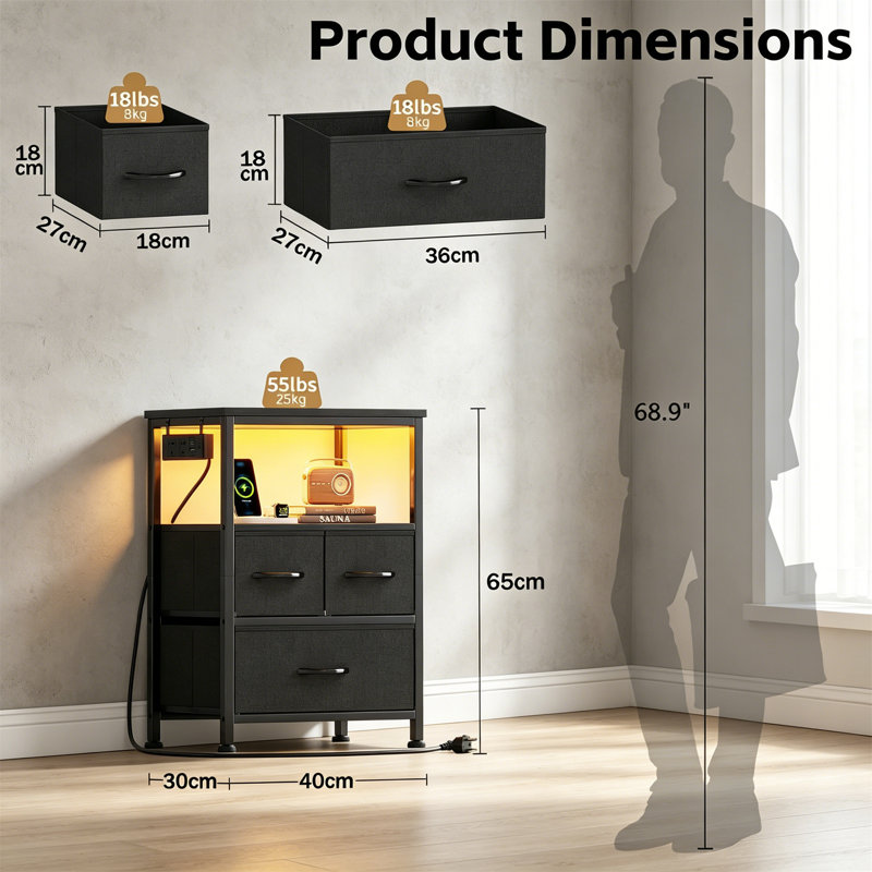 Bedside Table, Black