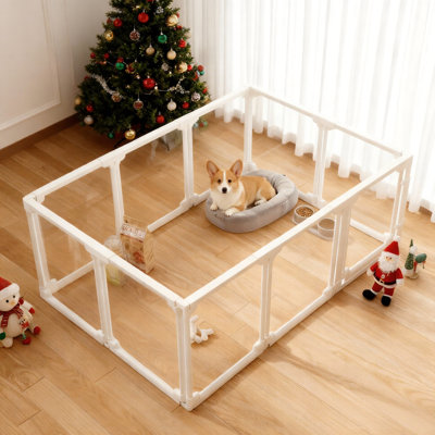 10-Panel Clear Acrylic Dog Playpen - Easy to Assemble 27.8" Indoor Pet Playpen for Puppies, Cats, and Small Pets, Dog Fence and Whelping Crate