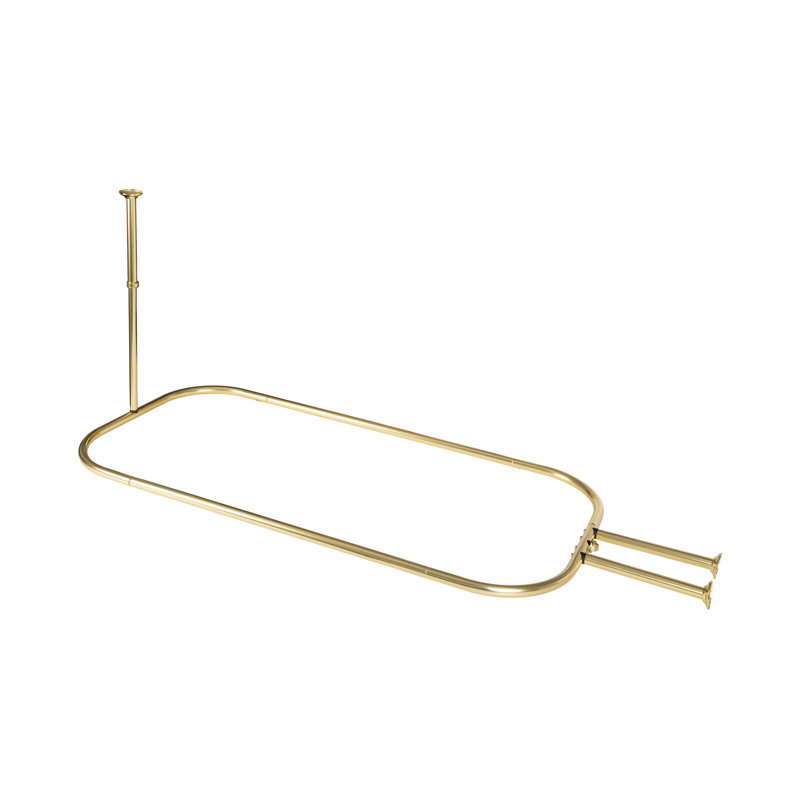 Gold Aluminum D-Shaped Ceiling Mounted Shower Rod