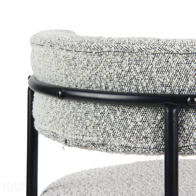 5-Piece Round Dining Set, Pedestal Dining Table With 4 Boucle Chairs
