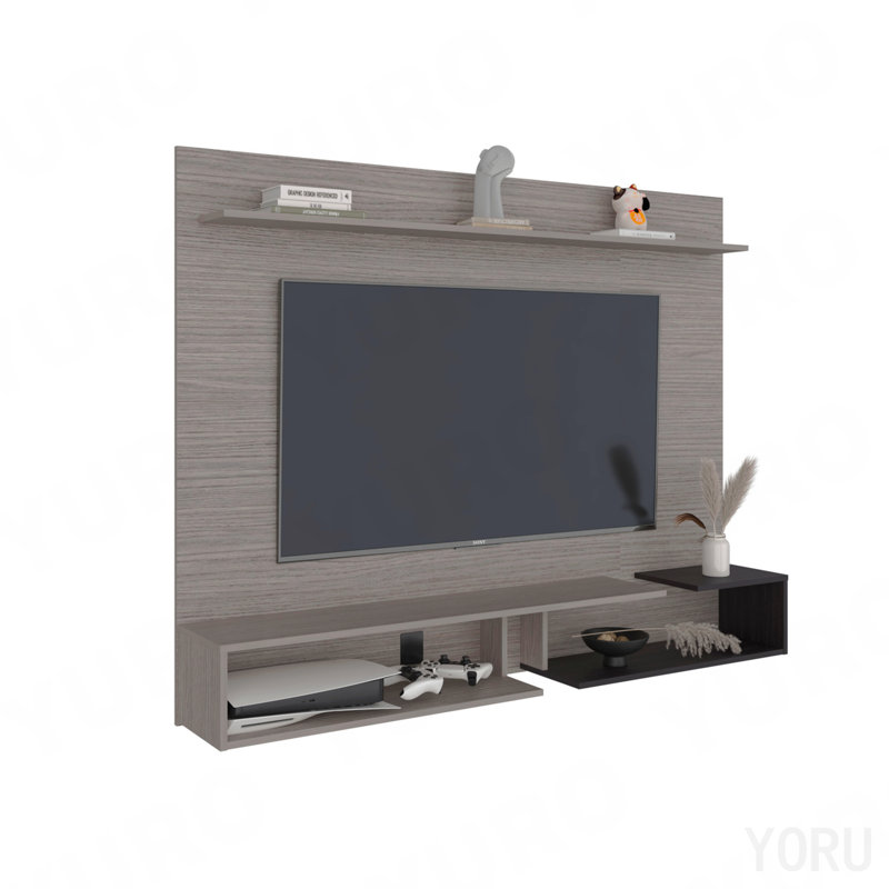 Meuble télé avec tablettes ouvertes Modern Modern, Light Gray
