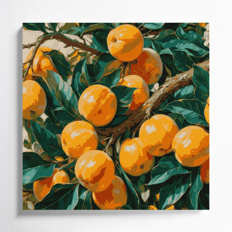 «Fruit Loquat», art mural sur toile vert, H 16 po x l 16 po