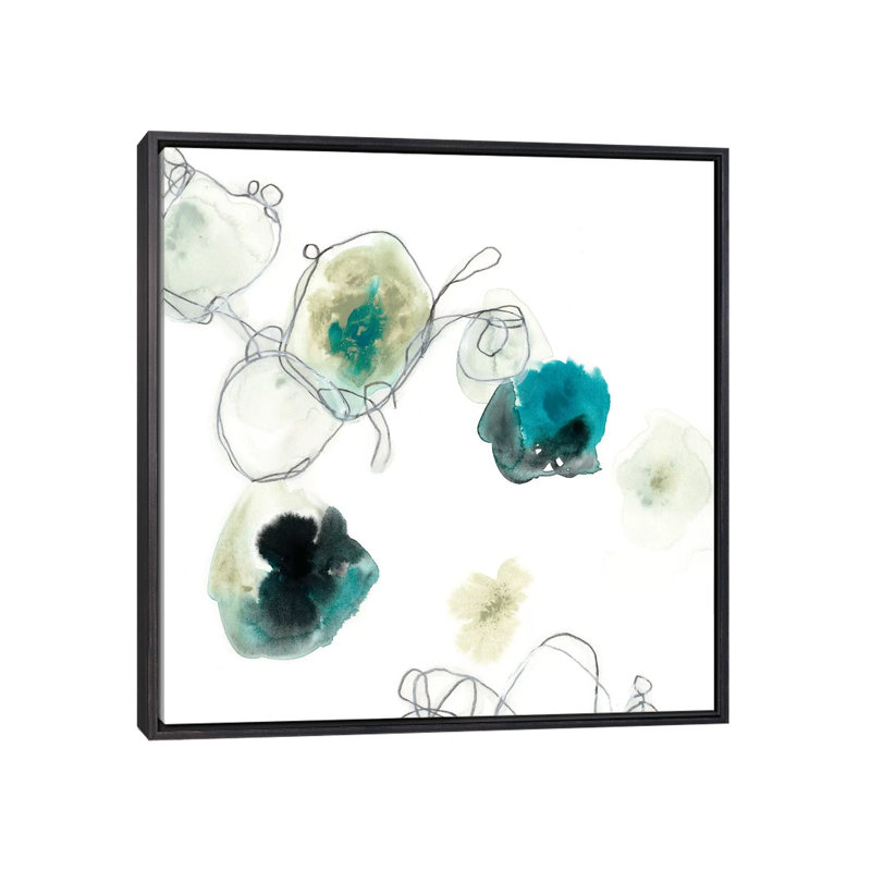 «Microcosm IV» par June Erica Vess, H 18 po x l 18 po x 1,5 po, Toile avec cadre noir patiné