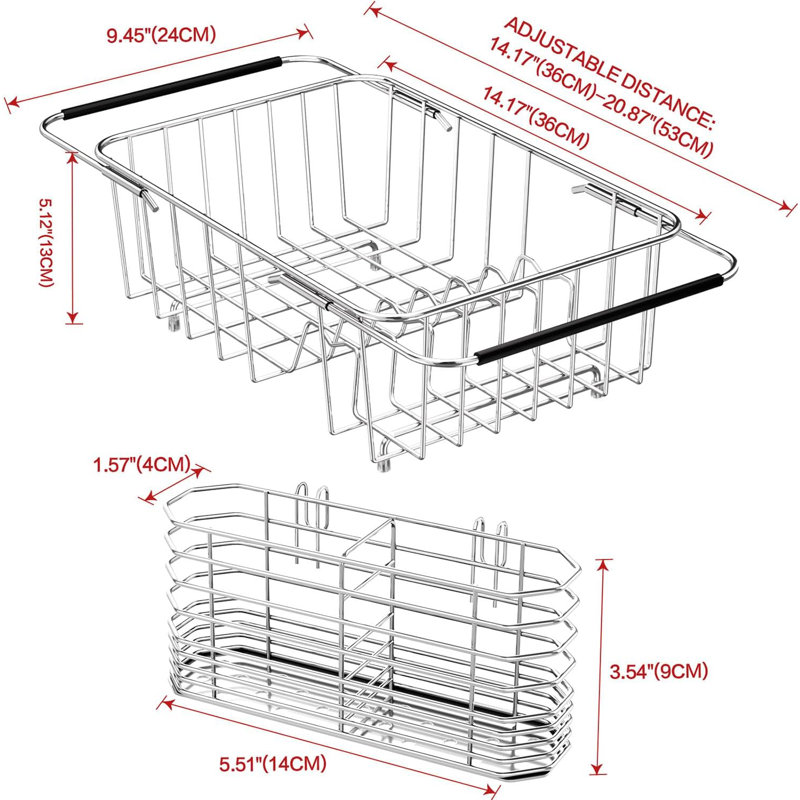 Égouttoir à vaisselle en acier inoxydable 304 réglable et extensible