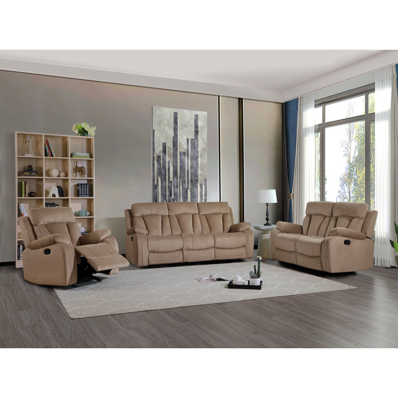 Global United  Recliningtransitional Microfiber Fabric Loveseat