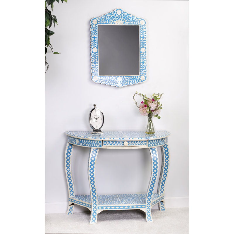 Vivienne Bone Inlay Demilune Console Table