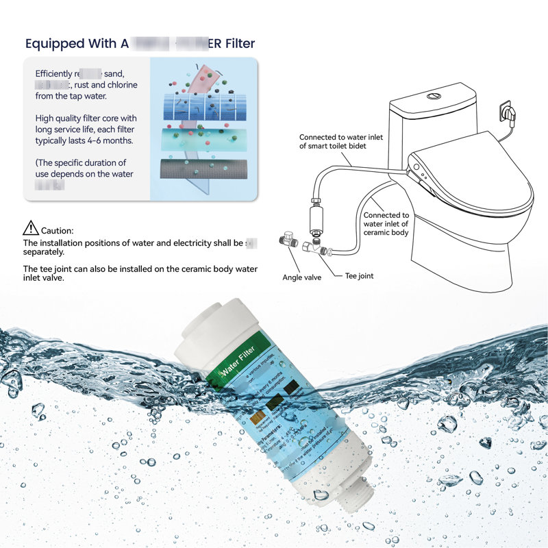 Adjustable Smart Bidet - Water Temperature Adjustable, Automatic Nozzle, Sensor Activated Portable Toilet Seat Side Knob, Nozzle Clean, Heating