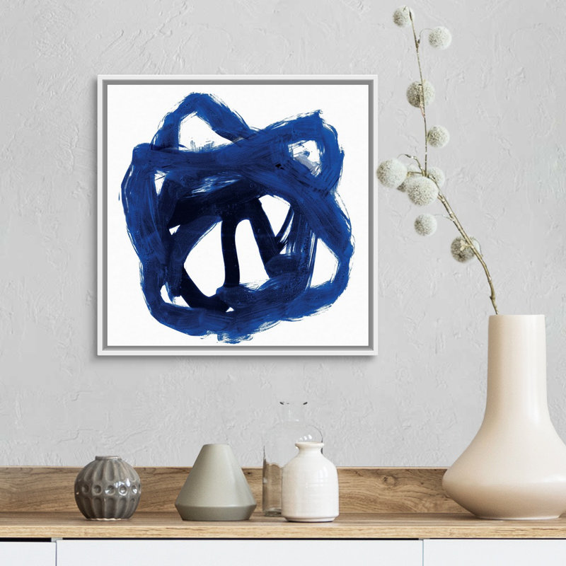 "Eternal Indigo I" par PI studio, reproduction d’art sur toile, Toile blanche encadrée, H 18 po x l 18 po x P 1,75 po