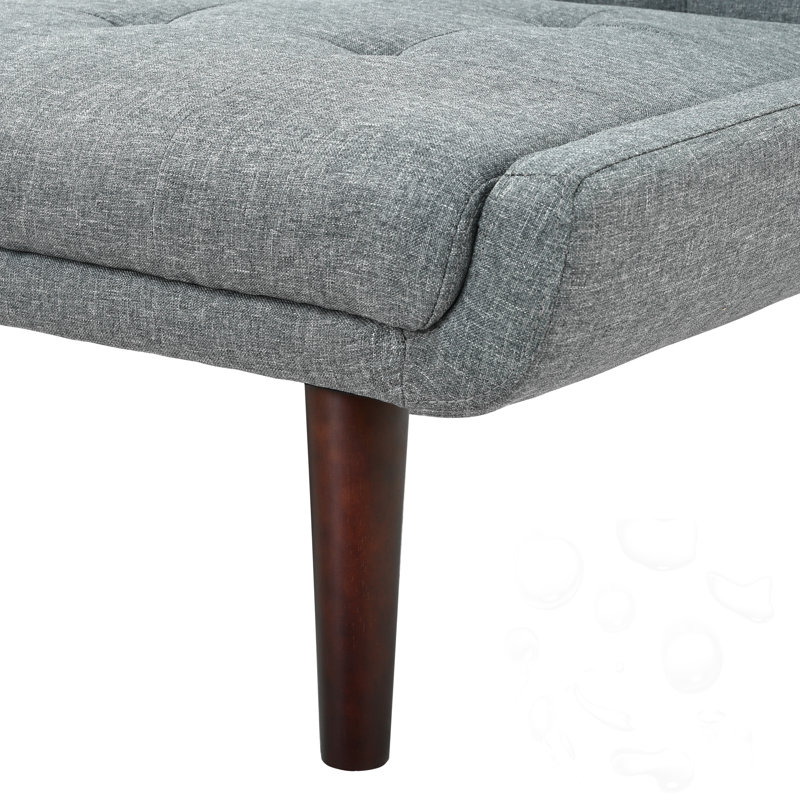 Futon Sofa With Adjustable Backrest, Gray