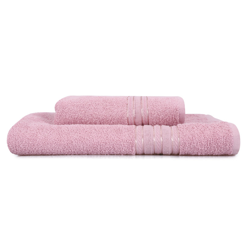 Ensemble de serviettes 2 pièces 100% coton Dora, Rose