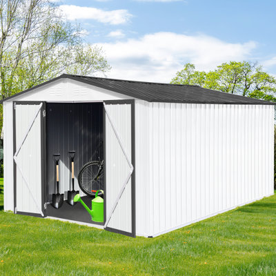 10Ftx12ft Garden Shed - Metal Construction For Durability Outdoor Use