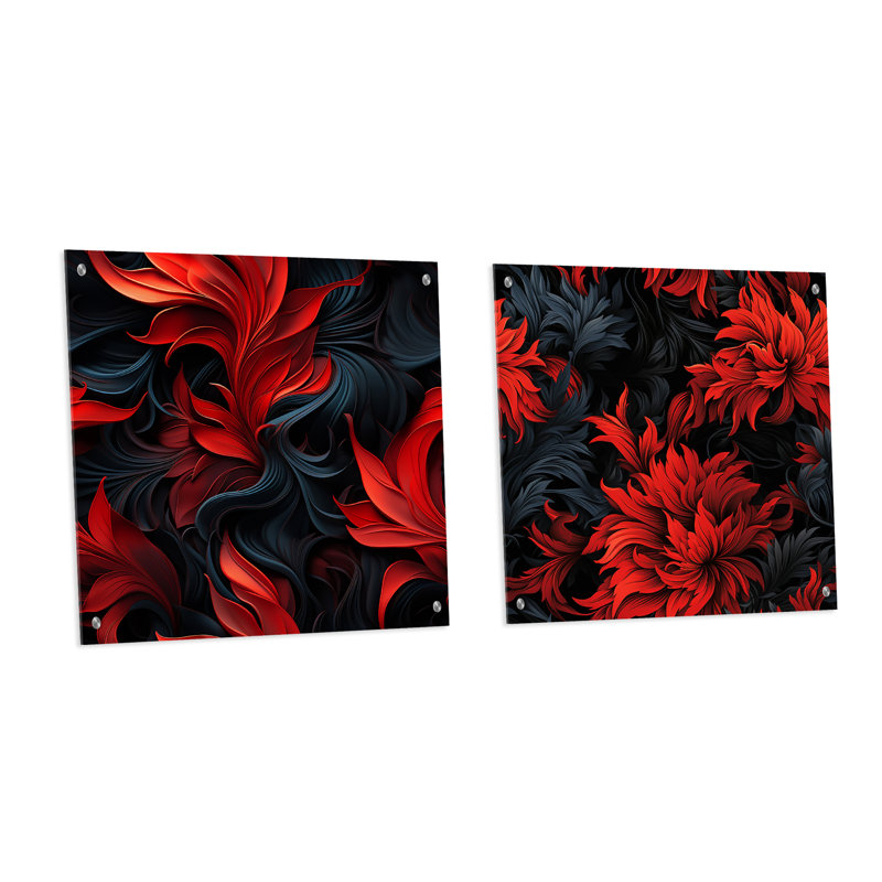 Woodbridge - Ensemble de 2 verres muraux abstraits en acrylique, H 36 po x l 73 po
