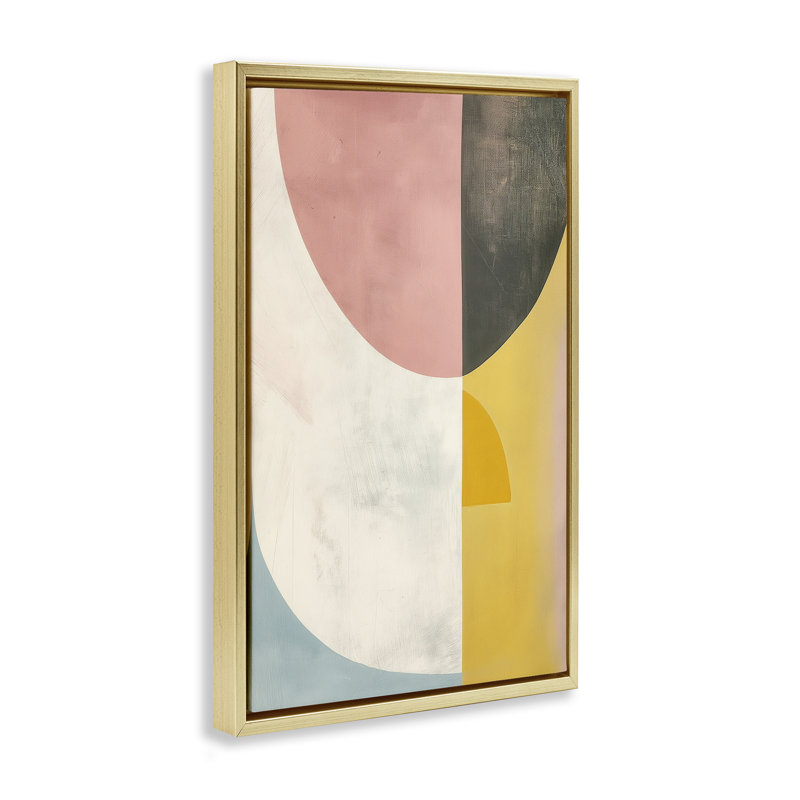 Cadre flottant scandinave à courbes pastel, design par 1x, H 31 po x l 21 po, Cadre flottant métallique doré