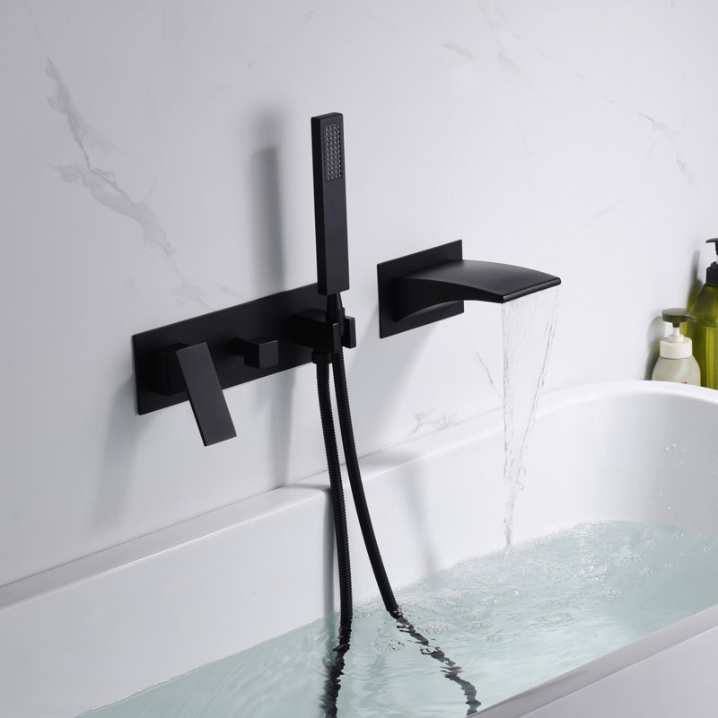 1 Handle Bathroom Waterfall Faucet with Diverter, Matte Black