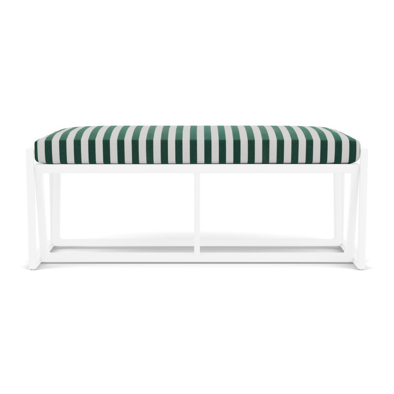 Summit Outdoor Dining Bench, White, Safari White Stripe