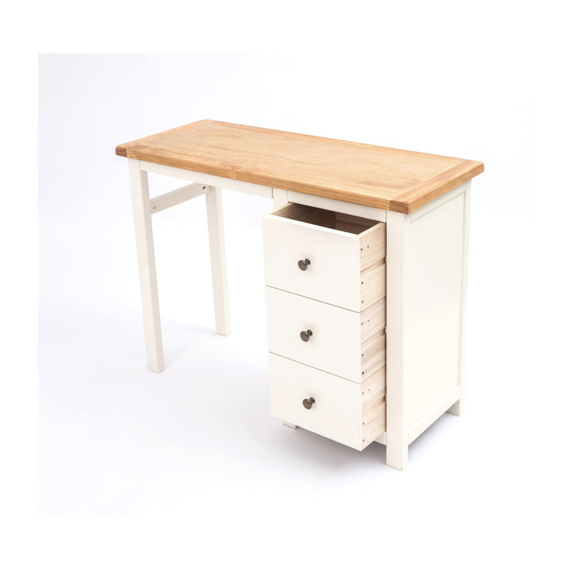 Dressing Table with Mirror, Off White, Antique Silver