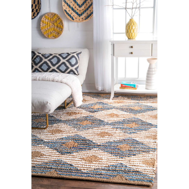 Goshen Geometric Cotton Hand Woven Area Rug, Rectangle 122 x 183cm