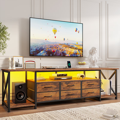 Tv Stand For Up To 80 Inch Tv With 6 Drawers And Charging Station