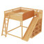Grand lit mezzanine en bois massif avec tête de lit tapissier, tablettes de rangement et glissade-1131634861-1131634859