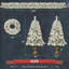 Ensemble de 4 pièces de lumières artificielles pré-éclairées avec lumières DEL, y compris une guirlande, une couronne et des arbres d'entrée pour un décor festif-1262560782