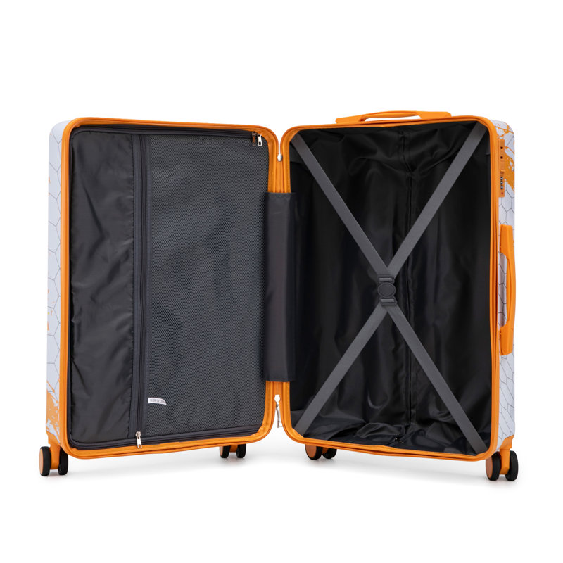 Ensemble de 3 valises rigides orange PC avec roulettes (20 "/ 24" / 28 ")
