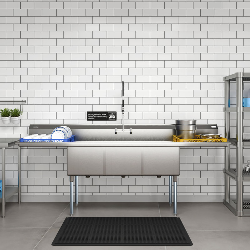 Évier de cuisine mural en acier inoxydable à cuve double 102 po L
