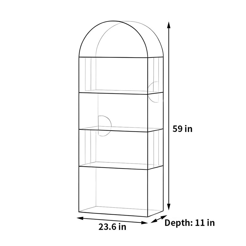 Bibliothèque en ligne de haute qualité de style célébrité, (5 tablettes) H 59 po x l 23,6 po x P 11 po, Clair