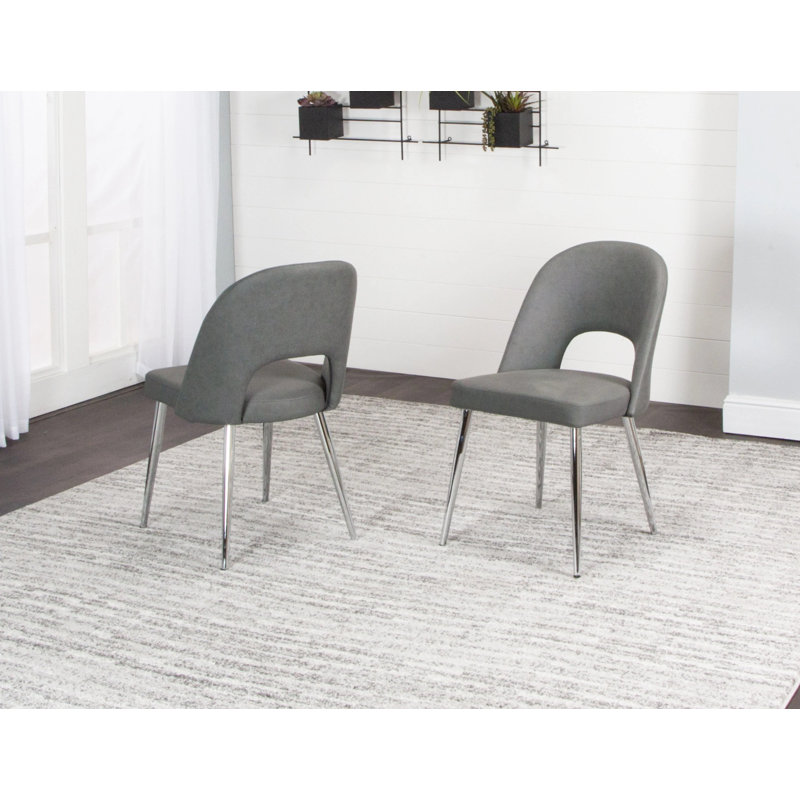 Chaise d'appoint à dossier Windsor en polyuréthane brut Irelynd, Gris anthracite