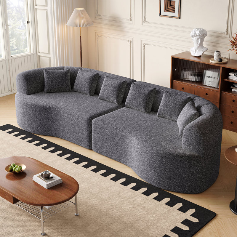 Canapé modulaire incurvé surdimensionné Boneless, 106,3 po, sans nuage, sans os, avec 6 coussins, chenille luxueuse, canapé à quatre places en mousse viscoélastique avec assise profonde