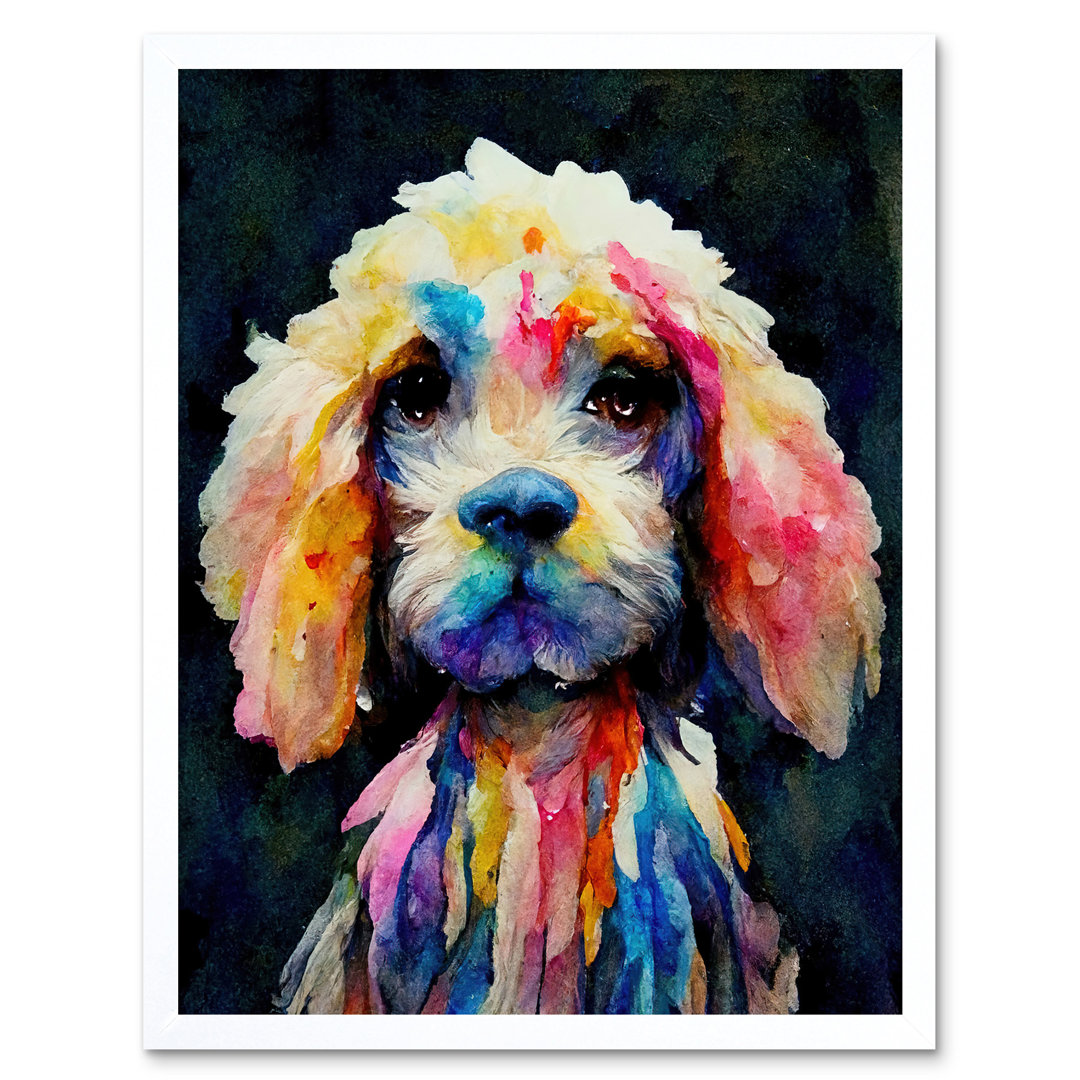 Abstract Colourful Dog Spaniel Cavapoo Cockapoo - Print