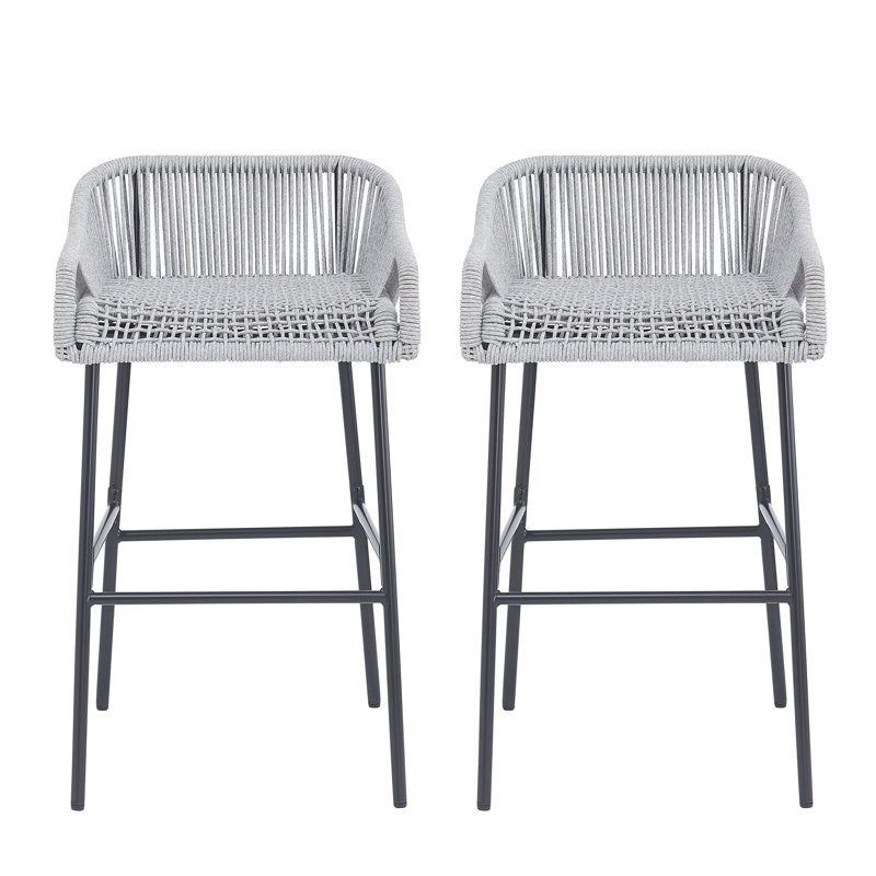 Ensemble de 2 tabourets de bar pour l'extérieur, Gris clair