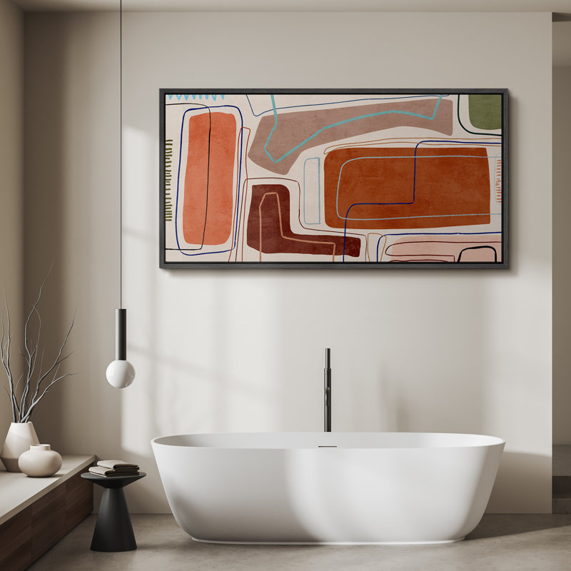 Impression sur toile encadrée orange et brun, H 30 po x l 60 po, Noir, noir, noir, noir