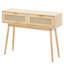Console en rotin naturel avec 2 tiroirs de rangement et porte coulissante