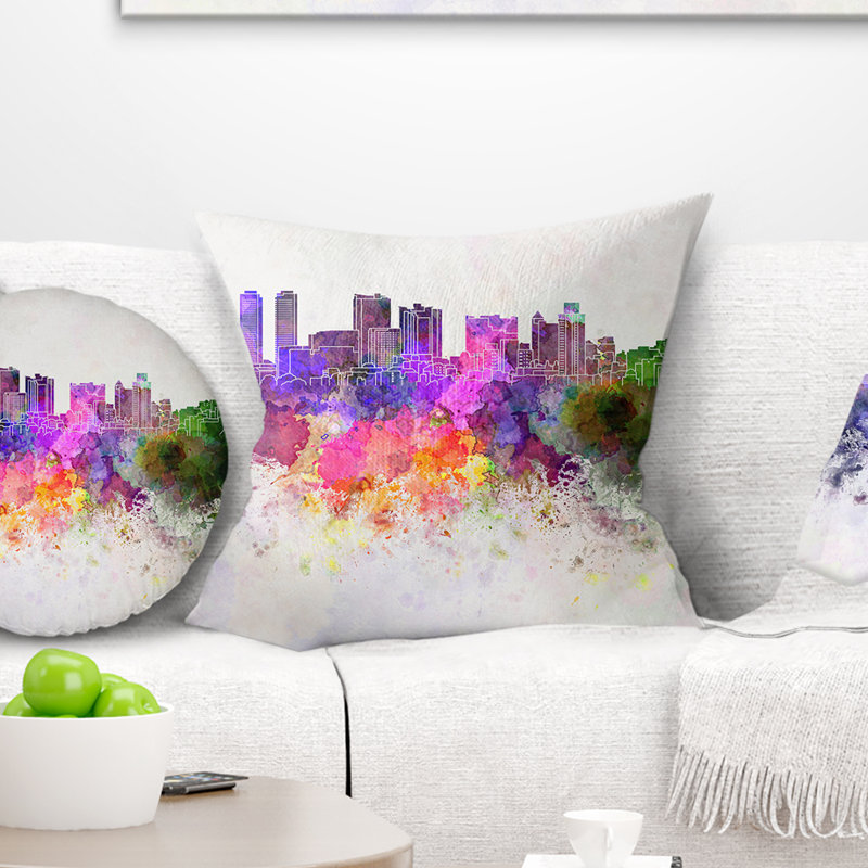 Coussin Colombo Skyline - Cityscape, 18 po x 18 po, Coussin décoratif