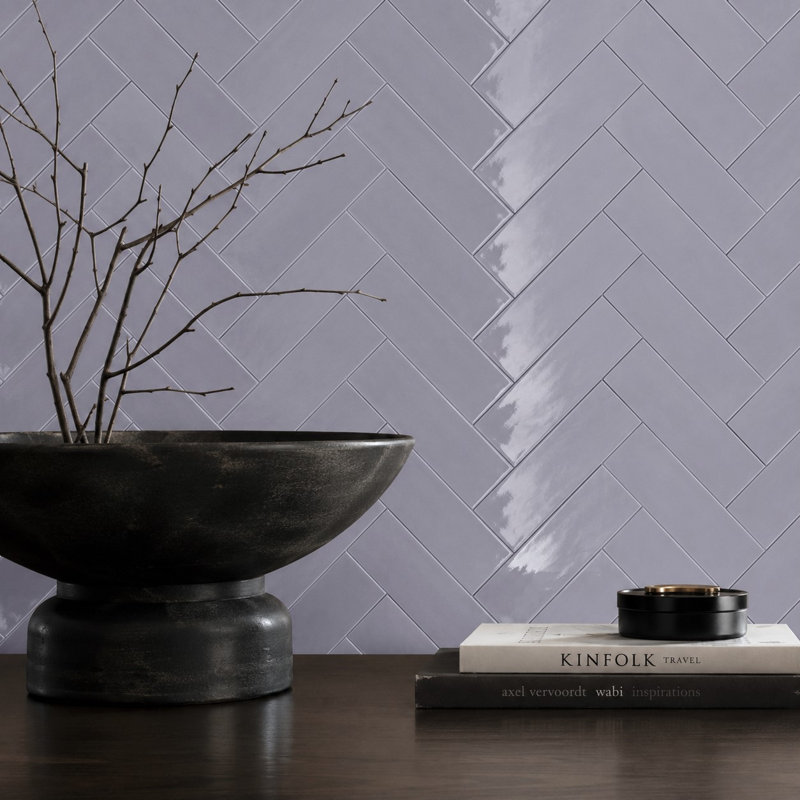 Curvaceous 3" x 12" Ceramic Wall Tile, Lilac