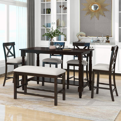 6-Piece Counter Height Dining Table Set