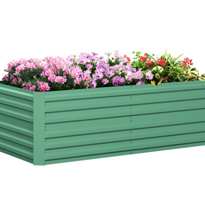 Ensemble de potager surélevé galvanisé de 1,83 m x 0,91 m x 0,61 m - Jardinière métallique fiable pour légumes, fleurs et herbes aromatiques, ensemble renforcé de 0,61 m - Pot de culture intégré