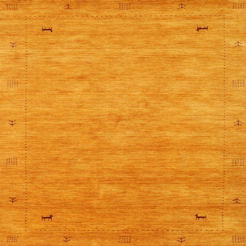 Tapis contemporain jaune, Carré 5 pi