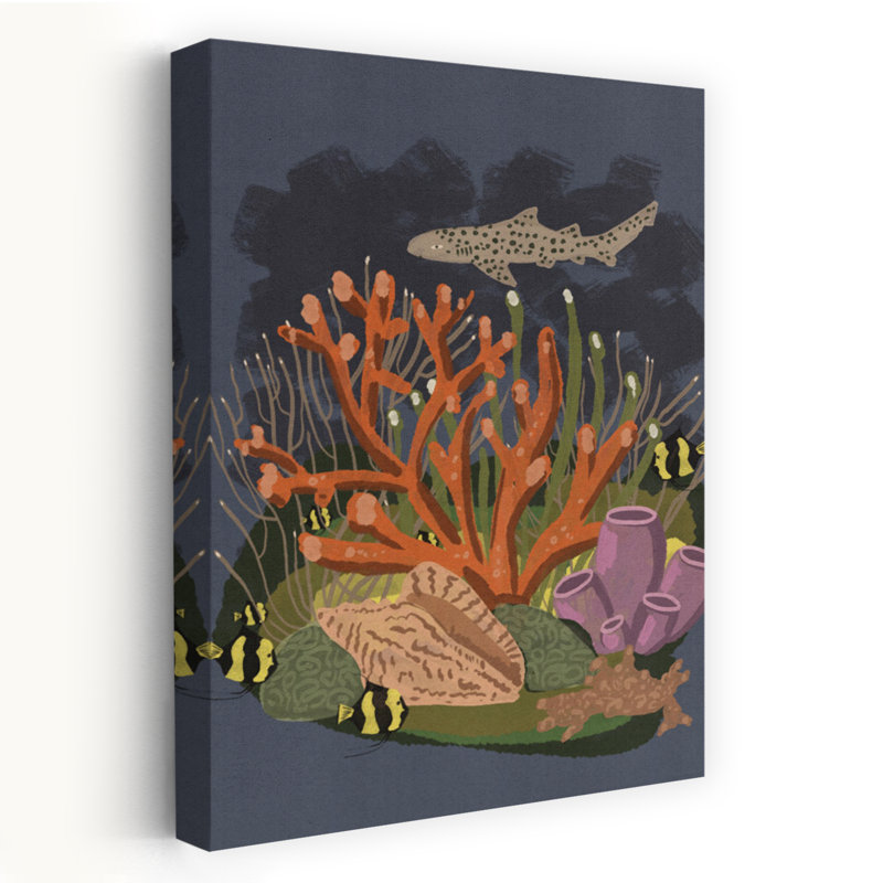 Imprimé mural léopard requin récif coloré vibrant poisson requin nature océan, H 60 po x l 40 po