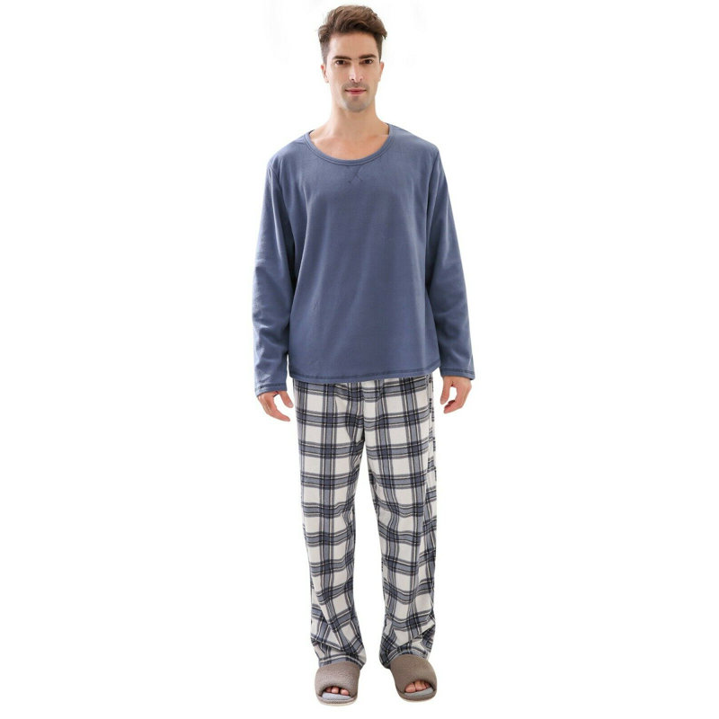 Ensemble de pyjama à carreaux en coton à deux manches longues pour hommes RH, M