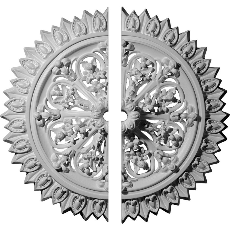 Endurathane Lariah Ceiling Medallion, 24 3/4"OD 1 3/8"ID x 3 1/4"P (Fits Canopies up to 1 3/8"), Two Piece, Factory Primed