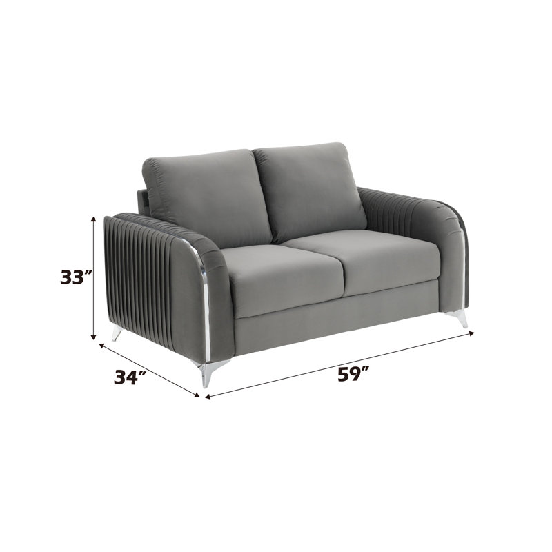 Causeuse en velours gris Wenona