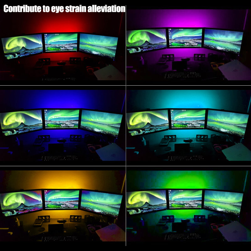 Led Rgb Tv Backlight Kit, Rf Remote Controller Strip Lights, Usb Powered 4 Modes 16 Colors Lighting
