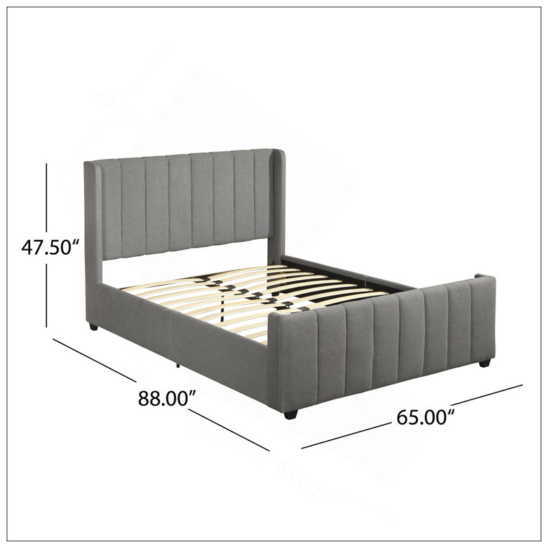 Grand lit rembourré robuste avec une conception porteuse élevée et élégante pour les chambres à coucher modernes