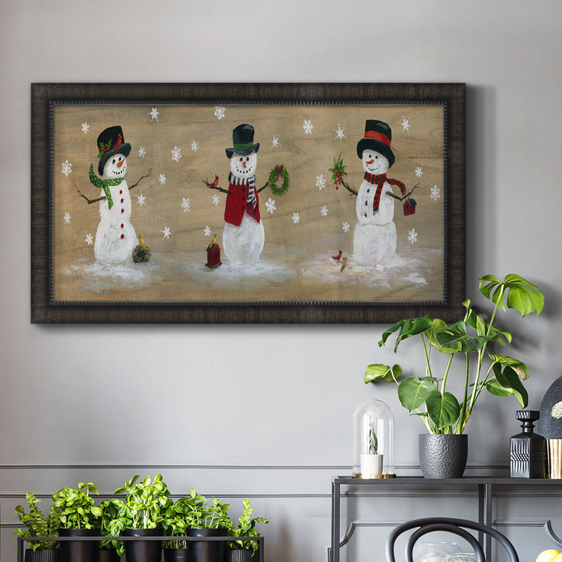 " Wooden Snowman Panel ", Black, 25" H x 45" W x 1" D