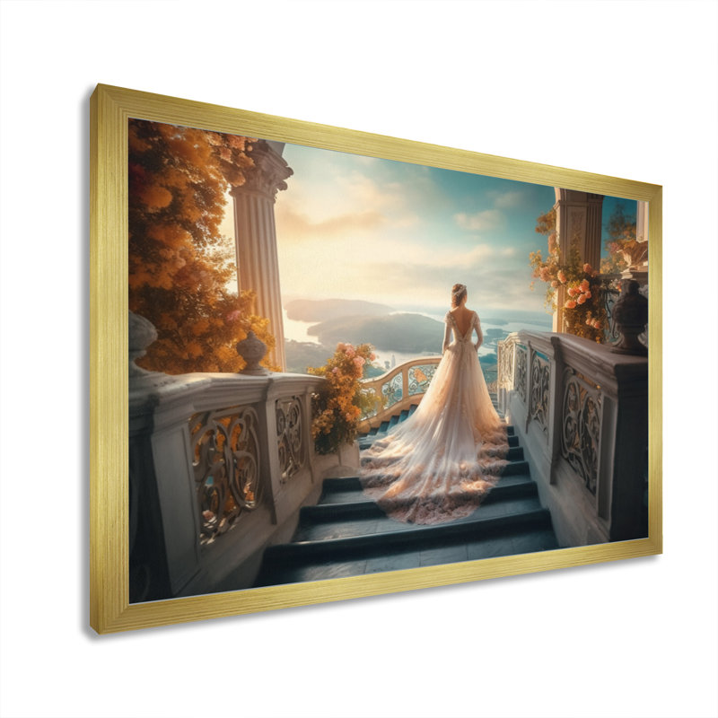 Dreamy Wedding Day IV " Dreamy Wedding Day IV " by Designart, 16" H x 32" W x 1" D, Gold Picture Framed