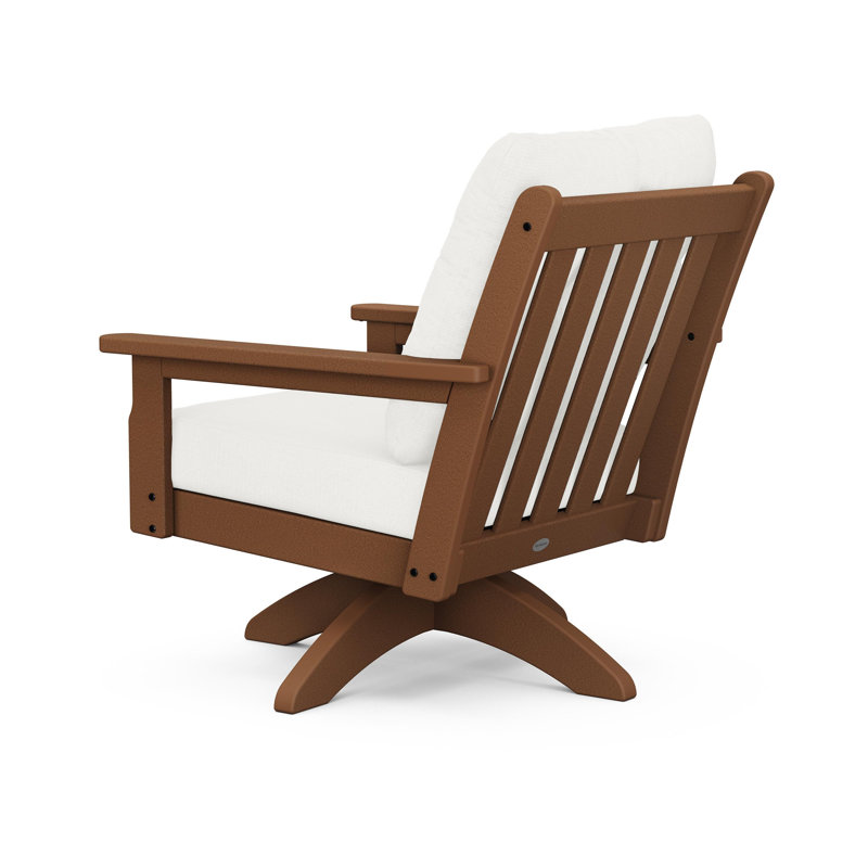 Lakeside Vineyard Deep Seating Swivel Chair, Natural Linen, Teak