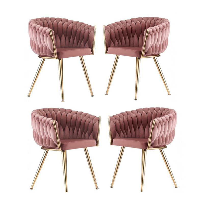 Abdurrahim Velvet Dining Chair - Ergonomic Tufted Back and Metal Legs - Button Back Armchair for Dining Room Living Room Restaurants