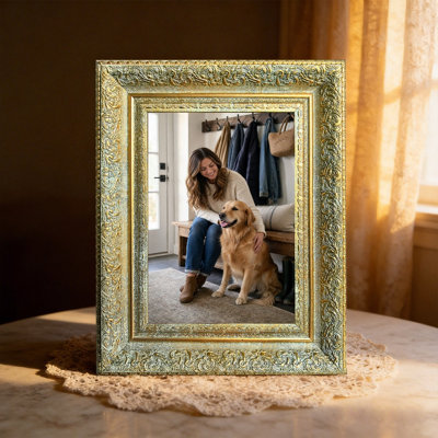 Antique Gold 3 PCS 5" x 7" Cozy Picture Frame with Wall or Table Placement