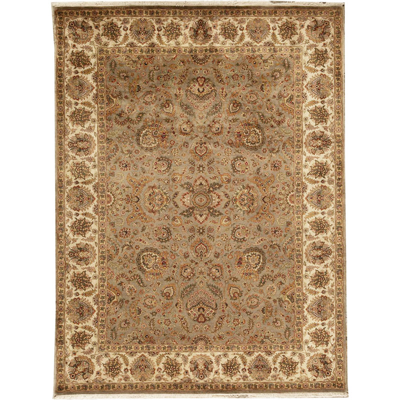 Tapis chameau et crème noué à la main de haute qualité